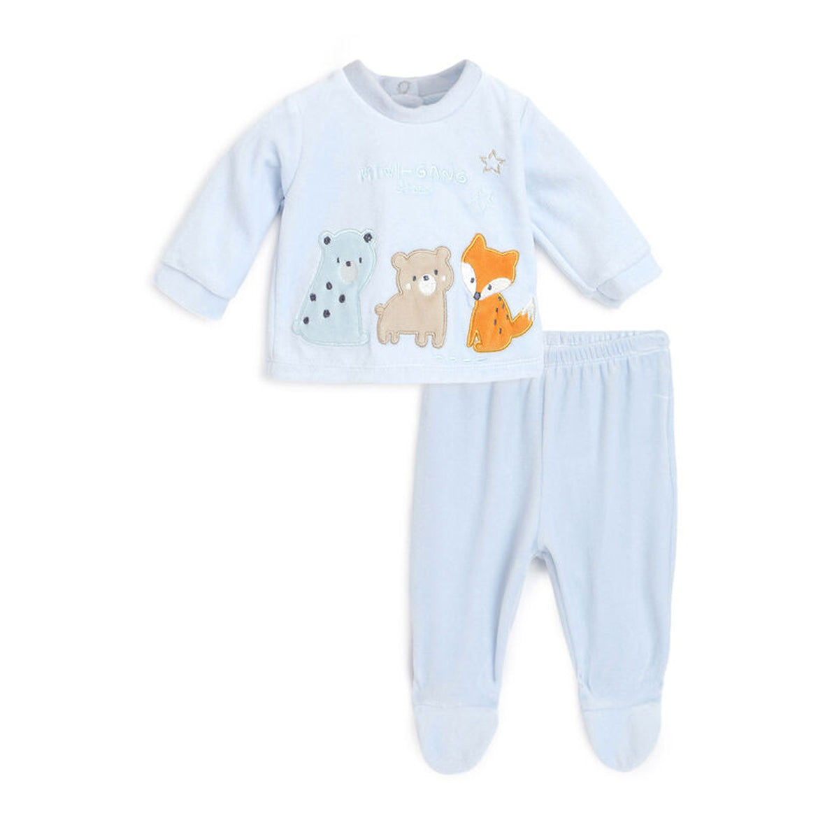 Chicco Boys Light Blue Printed Smock with Legging 9 Months